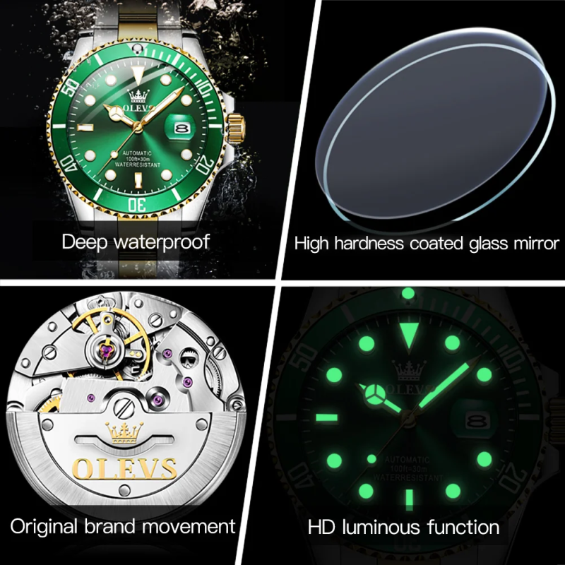 OLEVS 6650 Luxury Automatic Watch Men Mechanical Movement Waterproof Sports Top Brand Stainless Steel Wristwatch Reloj Hombre
