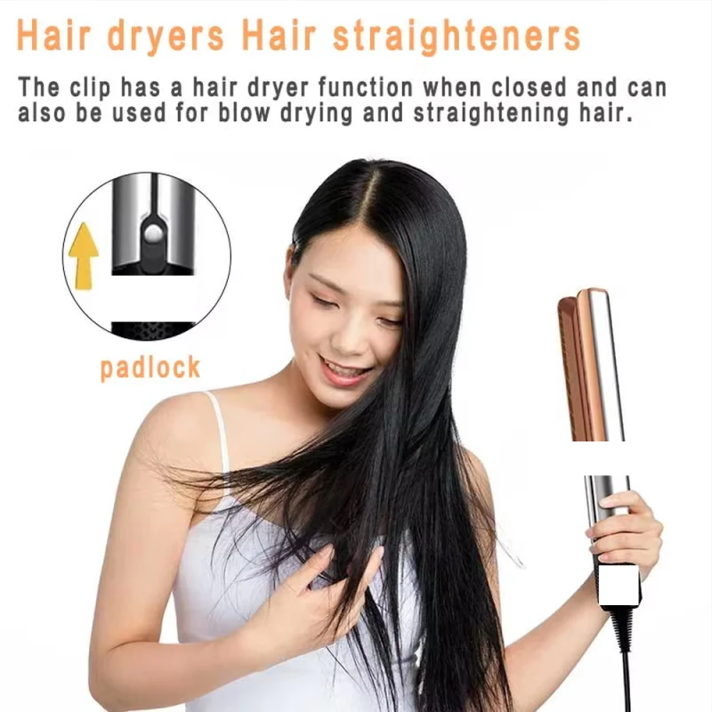 Professional 2-in-1 Hair Dryer and Straightener Negative Ion Iron Long Lasting Styling Tool Wet and Dry Straightener