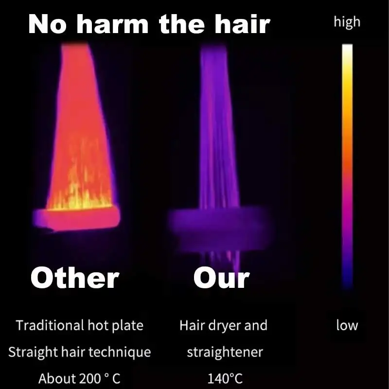 Professional 2-in-1 Hair Dryer and Straightener Negative Ion Iron Long Lasting Styling Tool Wet and Dry Straightener