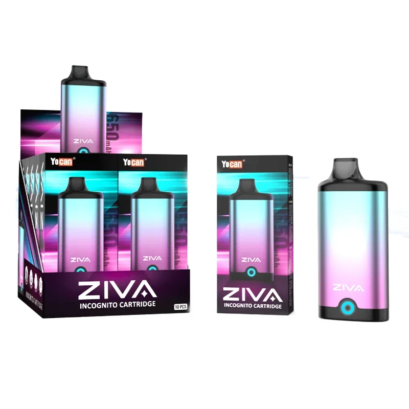 New Yocan Ziva Smart Portable Rechargeable Vape Mod 650mah Battery 10S Pre-Heat Vape Box 2.6V/3.2V/3.8V (Cartrs Not included)
