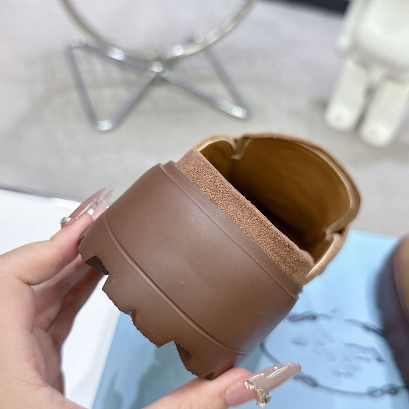 Designer Suede Platform Mules Fashion Crochet Flatform Scuffs Mules Classics Padded Nappa Slipper Lersure Shearling Outdoor Baotou Mule Slipper Size 35-40