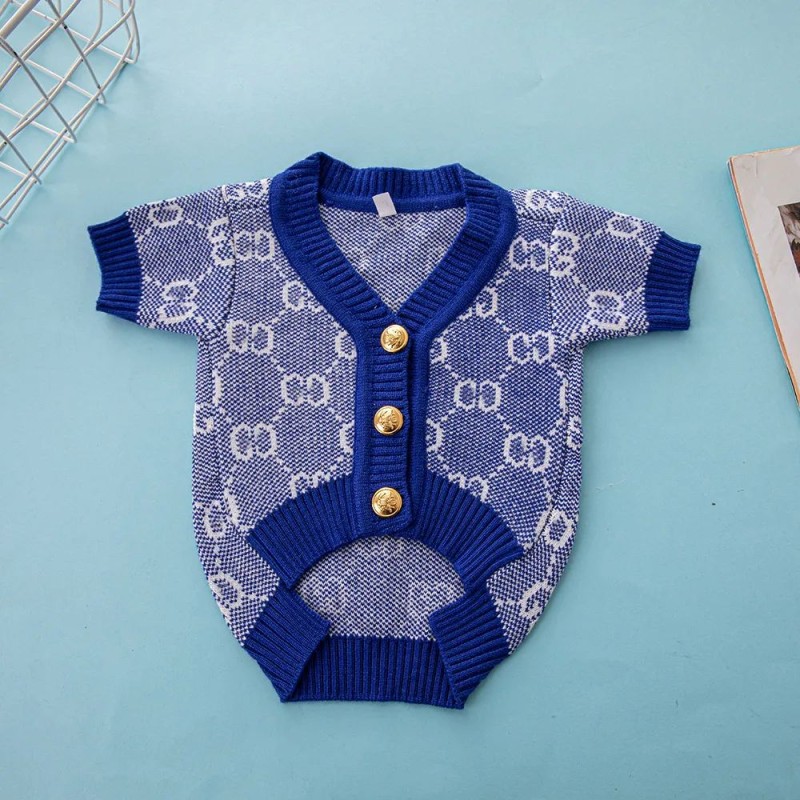 Dog cardigan luxury pet sweater corgi Chenery fashion brand dog clothes warm in autumn and winter fashion dog sweater
