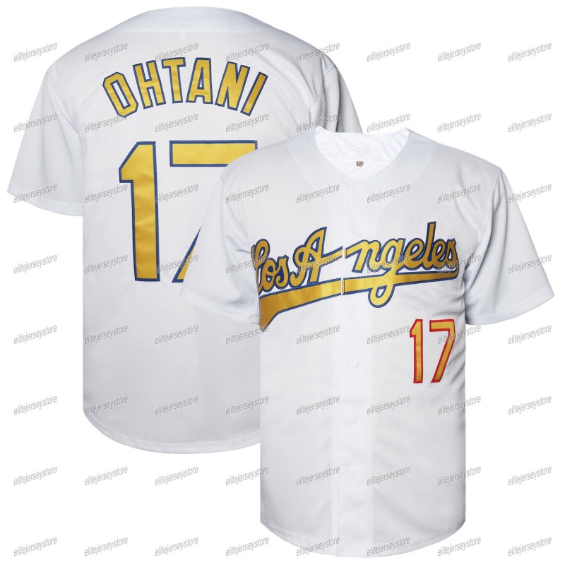 In Stock 17 Ohtani 42 Robinson 50 Betts Baseball Jersey Men's Retro Classic Sportswear Stitched Letter Number Design