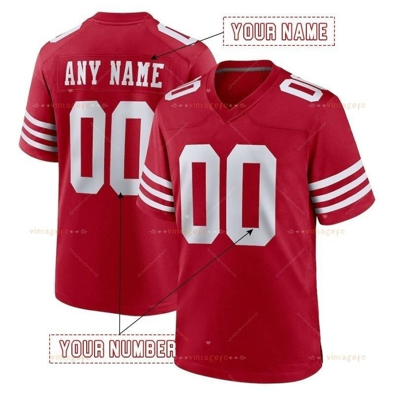 Mens Custom Football 2025 Rivalries Jersey Brock Purdy George Kittle Fred Warner Christian McCaffrey Jones Deommodore LenoirCompetitive version jersey 111 This