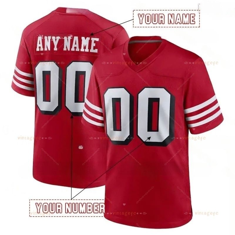 Mens Custom Football 2025 Rivalries Jersey Brock Purdy George Kittle Fred Warner Christian McCaffrey Jones Deommodore LenoirCompetitive version jersey 111 This