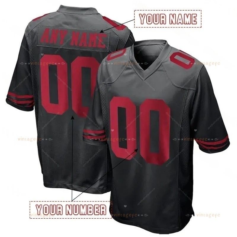 Mens Custom Football 2025 Rivalries Jersey Brock Purdy George Kittle Fred Warner Christian McCaffrey Jones Deommodore LenoirCompetitive version jersey 111 This