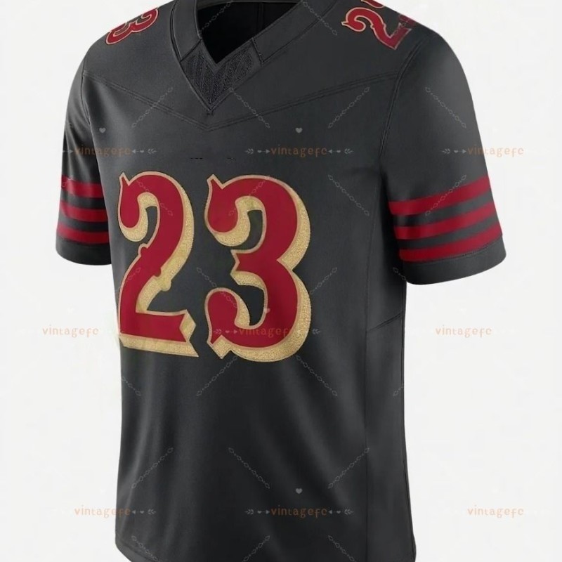Mens Custom Football 2025 Rivalries Jersey Brock Purdy George Kittle Fred Warner Christian McCaffrey Jones Deommodore LenoirCompetitive version jersey 111 This
