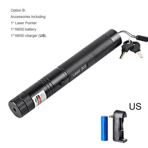 New Laser Pointers 303 Green Laser Pointer Pen 532nm Adjustable Focus & Battery And Battery Charger EU US VC081 0.5W SYSR