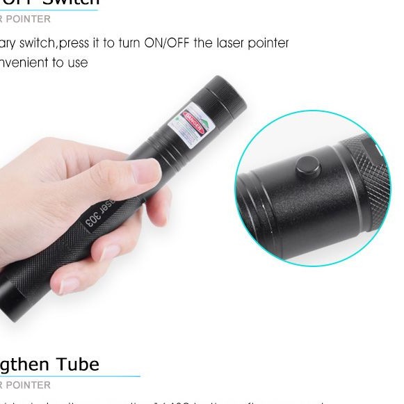 New Laser Pointers 303 Green Laser Pointer Pen 532nm Adjustable Focus & Battery And Battery Charger EU US VC081 0.5W SYSR