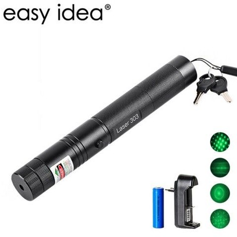 New Laser Pointers 303 Green Laser Pointer Pen 532nm Adjustable Focus & Battery And Battery Charger EU US VC081 0.5W SYSR
