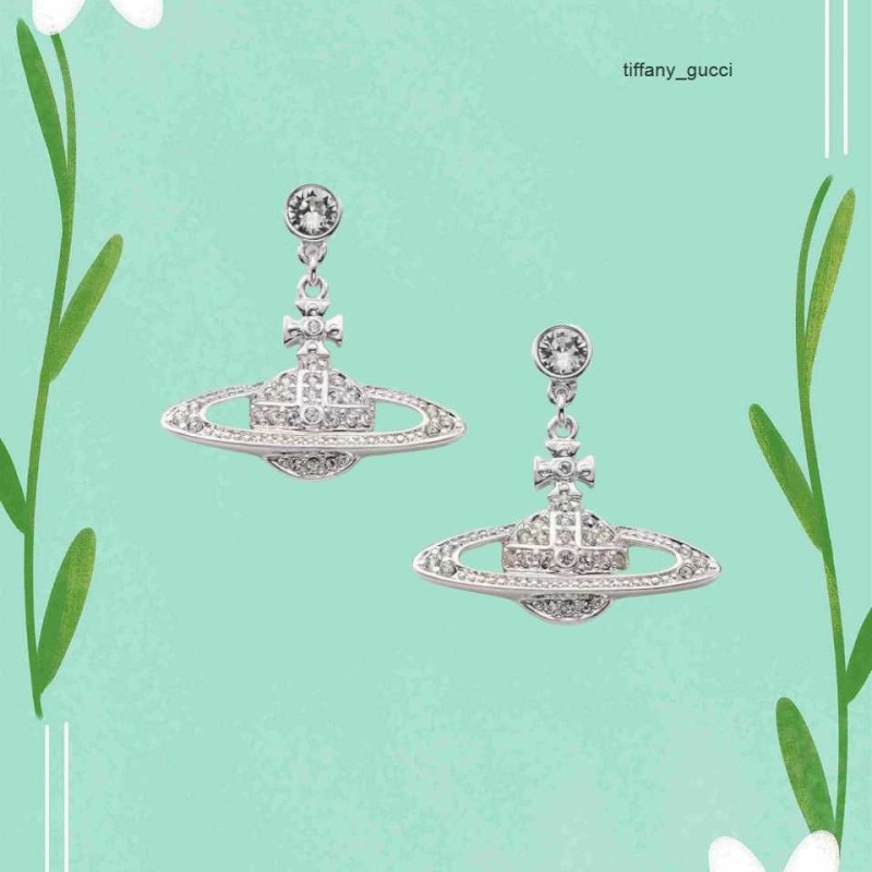 viviane west wood Trend jewelery Designer jewelery High Version Same Saturn Diamond Celebrity Minimalist Earrings Female jewelery