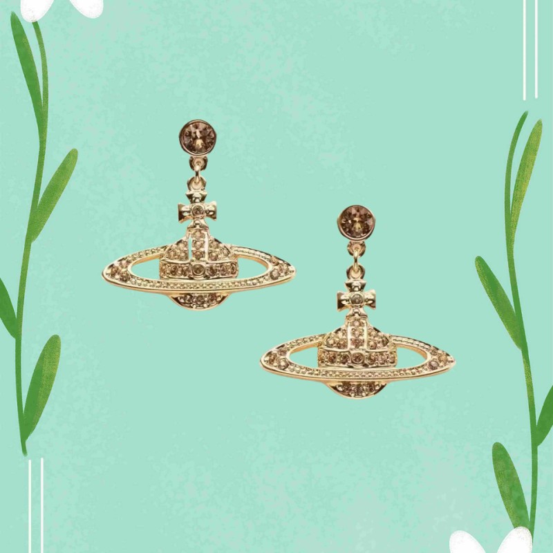 viviane west wood Trend jewelery Designer jewelery High Version Same Saturn Diamond Celebrity Minimalist Earrings Female jewelery