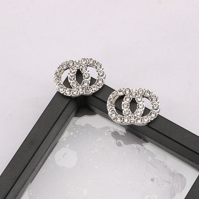 8045 Plated 925 Silver Luxury Brand Designers Letters Stud Geometric Famous Women Round Crystal Rhinestone Pearl Earring Wedding White Pendant Earring Diamond